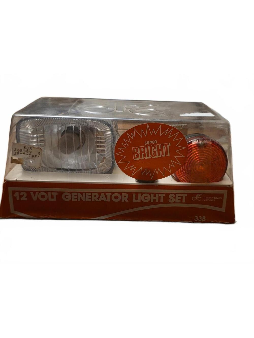 Vintage 12 Volt Generator Bicycle Light Set No. 338 - New Old Stock (NOS)
